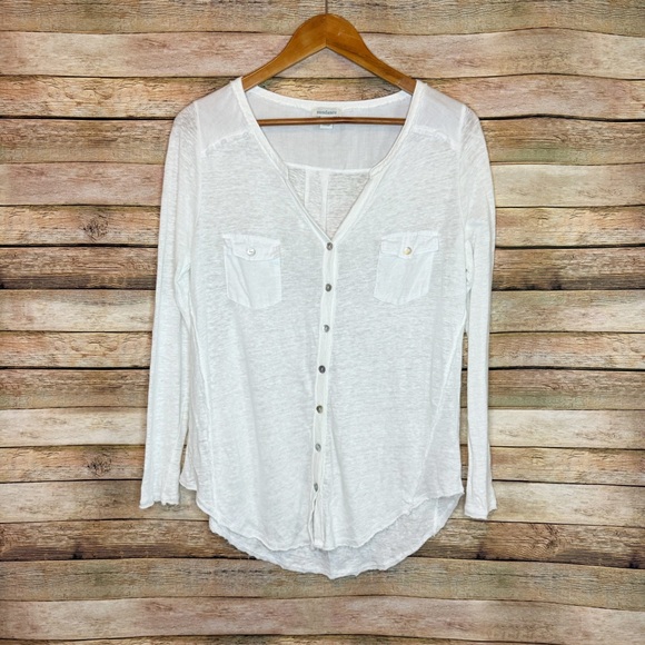 Sundance Tops - Sundance Linen Coastland Semi Sheer Button Down Pocket Top Size Small